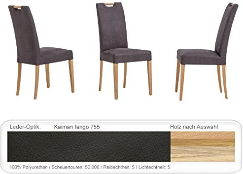 4X eleganter Polsterstuhl Silvana hochwertiger Stuhl Esszimmerstuhl Massivholzstuhl Küchenstuhl Verschiedene Varianten, Holzart:Eiche Sonoma lackiert, Bezugstoff:Kaiman Fango