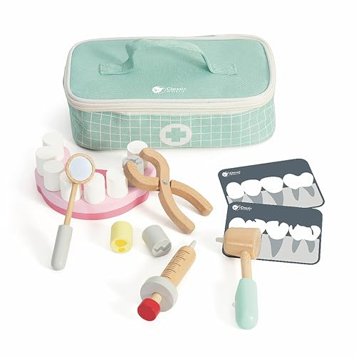 Classic World Arztkoffer Kinder ab 3 Jahre | Arztkoffer Doktorset Kinder mit 18 Teilen | Arzt Spielzeug Kinder für Jungen und Mädchen | Arztkoffer Holz für Rollenspiele Kinder
