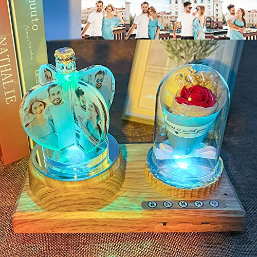 Personnalisé 4 Photo Rotatif Moulin à Vent Cristal lumière, Impression de Cristal avec Votre Photo, décor de Bureau de Bureau Cadeau Photo personnalisé sur Cadre en Verre Transparent