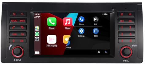 YZKONG Autoradio für BMW E39 E53 5 Serie X5 M5 mit dem drahtlosen CarPlay Android Auto, HiFi-Sound Touchscreen hohe Leistung Auto Radio Empfänger AM/FM/RDS-Radio, Bluetooth, USB-Anschluss