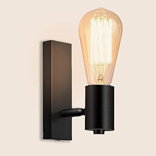 LIGKIN Wandleuchte Innen Wandspot Industrielle Retro Design E27 Wandlampen Vintage 360° drehbare Lampe aus Metall Wandleuchte für Treppen Flur Wohnzimmer, Schwarz