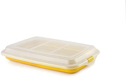Ibili 686730 Taper para Embutidos y Fiambres, 24,8 X 14,4 cm, Plástico Libre de BPA, Reutilizable, Amarillo