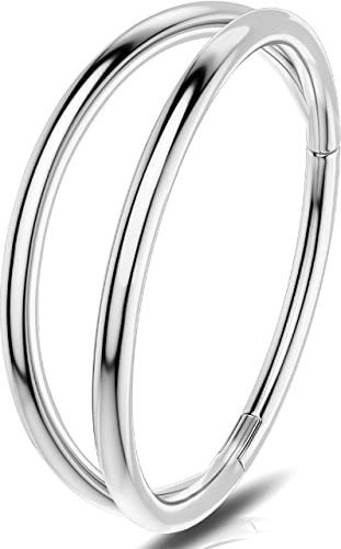 OUFER 20G 0.8mm Nasenpiercing Chirurgenstahl Helix Hoop Nose Ring Nasenring Nasen Piercing Nase Nostril Stecker Silber Nasenstecker Schmuck Rook Tragus Conch Daith Earring Frauen Männer 10 mm