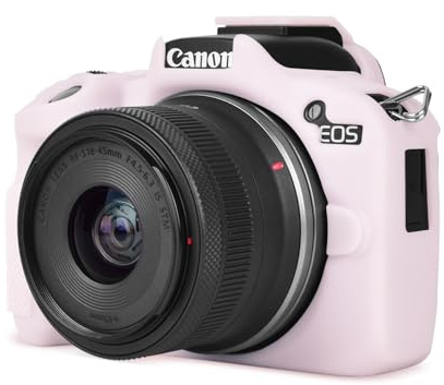 Rieibi Étui de protection en silicone souple pour appareil photo Canon EOS R50 EOSR50, étui léger pour appareil photo EOS R50, rose clair