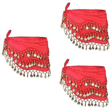 BESPORTBLE 3st Piraten-Accessoires Für Frauen Goldener Rock Hüfttuch Schwarzer Wickelrock Bauchtanz Goldenes Outfit Renaissance-Accessoires Piratenhose Bauchrock Modisch Kind Indischer Tanz