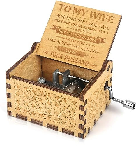 owlfun Spieluhr mit Handkurbel, gravierte Spieluhr, Geburtstagsgeschenke, Geschenke für Ehefrau, Weihnachten, You are My Sunshine Spieluhr, Ehefrauengeschenke, Geburtstagsgeschenke für Ehefrau,