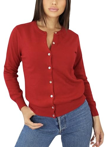 Gilet en Cachemire pour Femme - Fabriqué en Italie (FR/ES, Alpha/Lettres, S, Taille Normale, Taille Normale, Rouge)
