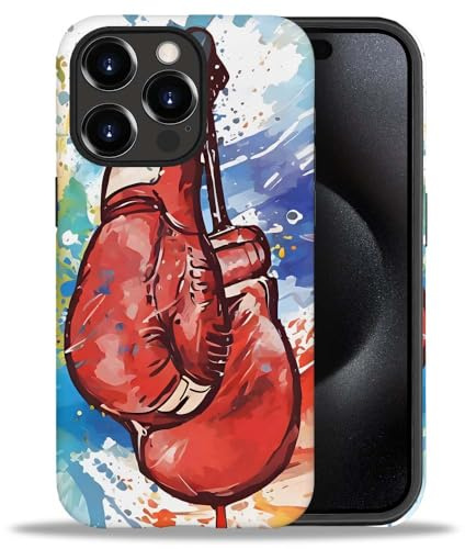 yicomon Compatible with iPhone 15 Pro Max Case, Colorful Boxing Sport Pattern Print Matte Phone Case Durable Fashion Funny Liquid Silicone Case Soft Anti-Scratch Shockproof Protective Cover