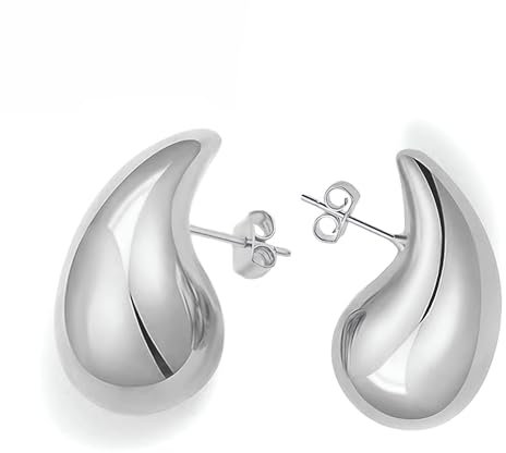 Onvavient Ohrringe Dupes, Ohrhänger Damen, Wassertropfen Ohrring Hypoallergene, Elegante Damenohrringe, Modeschmuck Schmuckstück Ohrstecker für Frauen Mädchen (Silber, 15 x 24 mm)