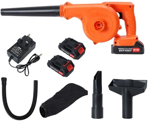 Haloppe Soffiatore per Foglie Leggero e Senza Fili, Potente soffiatore Elettrico da Giardino 20 V con Batteria Caricabatterie, d'Aria Portatile 2 in 1 aspirapolvere soffiare Polvere di Arancia