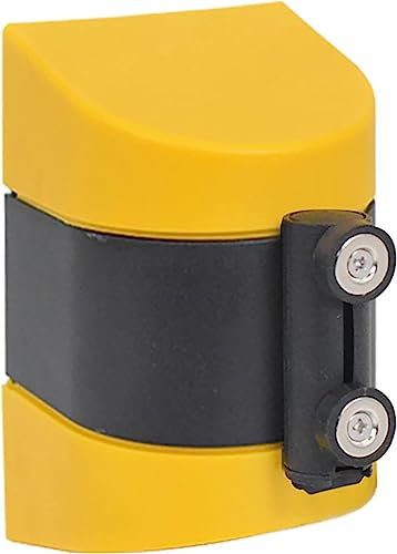 An der Wand montierte, einziehbare Gurtabsperrung, 30 Fuß langes magnetisches Band zur Kontrolle von Menschenmengen an der Wand, Farbe Schwarz und Gelb (Größe: 5 m)