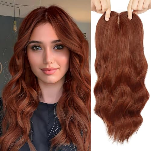 PORSMEER Haar-Topper, 7 X7 Haar-Topper für Frauen mit dünner werdendem Haar 18-Zoll-Perücken Damen-Topper Haarteile für Frauen (Auburn)