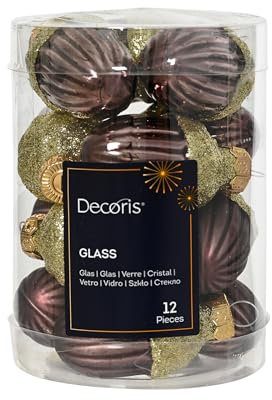 Christbaumschmuck Eicheln Glas 4cm x 12 Stück - matt & glänzend - Weihnachtsbaumschmuck - Christbaumkugeln Weihnachtsbaumkugeln Weihnachten - Schwarze Trüffel