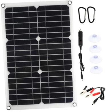 ANDRESLAD Kit de panneau solaire 20 W 18 V avec batterie panneau solaire étanche chargeur solaire portable pour camping-car bateau double USB