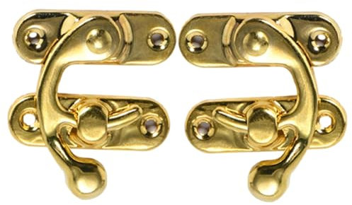 Gancio antico con chiusura a scatto - Chiusura a scatto con grilletto a scatola antica retrò da 2 pezzi | Piccola chiusura a cerniera | Chiusura a chiusura retrò in ottone da 2 pezzi per scatola antic