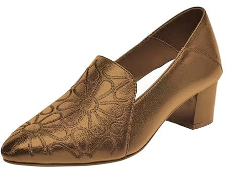 Generico Stivali Traforati Donna Stivali Polpaccio Largo Scarpe da donna Primavera Estate e Autunno Ricamo Pendolarismo Comodo Tacco spesso Pelle morbida Tronchetti Estivi Donna Anfibi (Khaki, 37)