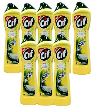Ciff Cream Cleaner Lemon 500ml (Pack of 8) | Multi-Purpose Surface Cleaner | Tough on Grease & Grime, Leaves a Fresh Lemon Scent