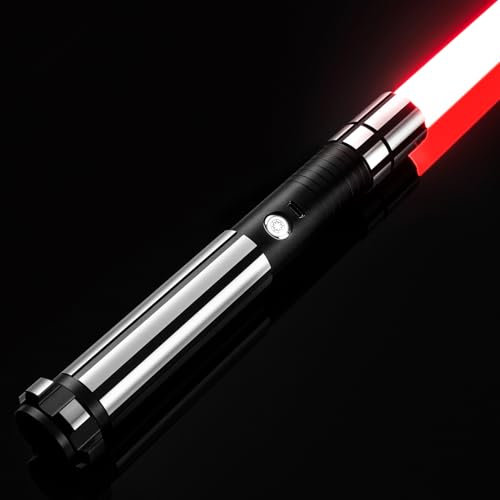 NNYCC Sabre Laser RVB réaliste 4 Ensembles d'effets sonores LED 16 Couleurs Lumière infiniment Variable Cadeaux d'anniversaire, d'halloween et de Noël pour Adultes et Enfants,Black Handle