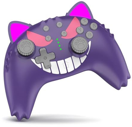 Switch Pro - Controlador inalámbrico para Switch Lite, Switch OLED, PC, movimiento de 6 ejes, color morado con vibración, bonito controlador púrpura con turbo
