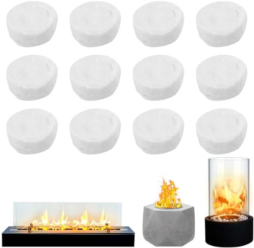 JDCMEI 12 Stück Keramikwolle für Bioethanol, Kamin Keramikschwamm für Bio Ethanol Kaminofen, 8.6×8.6×2.5cm Keramische Wolle Keramik Wolle Tischkamin Indoor Ethanol Ceramic Wool Ceramic Sponge