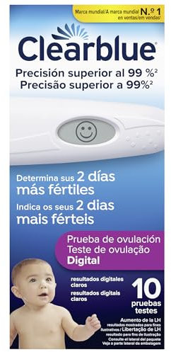 Clearblue Test d'ovulation numérique - 10 tiges de haute précision - Identifie les jours fériés - Résultats clairs sur l'écran - Facile à utiliser - Précision + 99 % - Format amélioré sans plastique