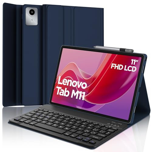 SENGBIRCH Custodia Tastiera per Lenovo Tab M11 11 2024, Cover con Tastiera per Lenovo Tab M11 2024, Italiano QWERTY Rimovibile Bluetooth Tastiera, Smart Cover Supporta Auto Wake/Sleep, Blu Scuro