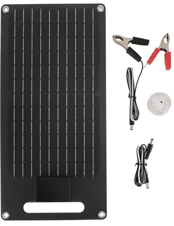 Kit de panel solar de 50 W 12 V, cargador de batería solar portátil con cable USB y clip, panel solar monocristalino de alta eficiencia para batería de vehículo y carga de