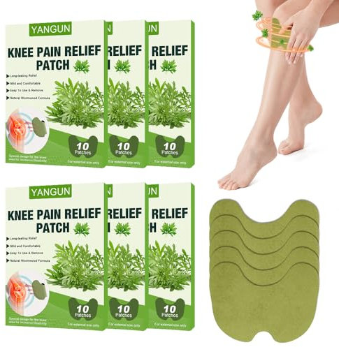 YANGUN Pain Relief Patch, 60 Stück Herbal Knee Patch, Schmerzlinderungspflaster, Schmerzpflaster Knie, Knieschmerzlinderungs Pflaster, für Knie, RüCken, Nacken, Muskelkater, Schultern