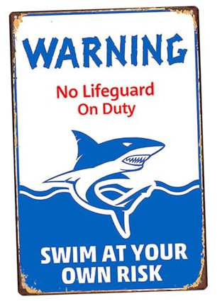 Milageto Natation à Vos Propres Risques Panneau de Plaque drôle de Piscine décor en métal de Peinture en Panneau de Piscine pour Jardins, Style D