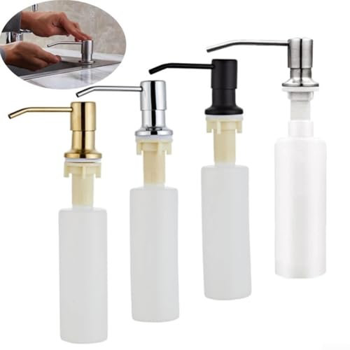 Sleek Distributeur de savon pour évier de cuisine en acier inoxydable et plastique Doré 500 ml