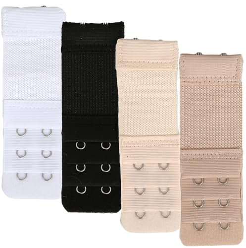 NUTTDOO Bra Strap Extenders, Women Elastic Extensions Bra Extender Set,4 Piece,Skin,White,Beige,Black