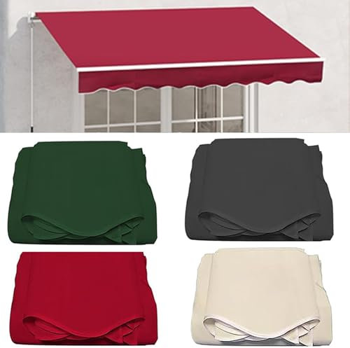Ersatz Markisenstoff für Balkonüberdachung Fenster Tür Abdeckung Baldachin Outdoor Markise Ersatzstoff Grün/Rot/Grau/Beige 2,5/3/4m (Rot 6,1x1,5m)