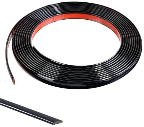 4Mx2 Rouleaux Moulure Décorative Autoadhésive Bord de Papier Peint Carrelage Miroir Mur Plafond Armoire Baguette de Finition PVC Bandes de Calfeutrage Bande Décoration Murale,10mm Noir