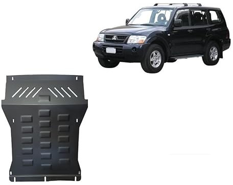 Scut Protection Stahl Unterfahrschutz für Motor und Kühler kompatibel mit Mitsubishi Pajero 3 (V60, V70) Vers 2.0 (1999-2007) Scut Protection