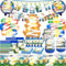 Set di stoviglie per feste di compleanno per bambini, 143 pezzi, decorazione da tavolo per compleanno, per bambini, decorazione con striscioni Happy Birthday, palloncini, tovaglia, tovaglioli, piatti