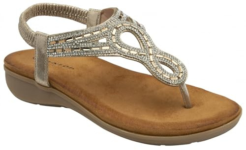 Dunlop Tori Toe-Post Sandals (Light Gold, UK Footwear Size System, Adult, Women, Numeric, Medium, 6)