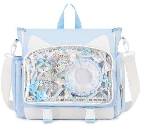 TINYAT Kawaii Ita Bag Rucksack, niedlicher Rucksack für Damen und Herren, Pin-Display-Tasche, ästhetische Katze, Ita, Tagesrucksack, Crossbody für Anime Y2K