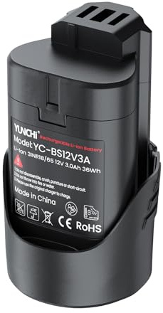 YUNCHI 12V 3Ah Ersatzakku für Bosch Professional 12V System – für Bosch 10.8V-12V Lithium-Ionen-Akkus