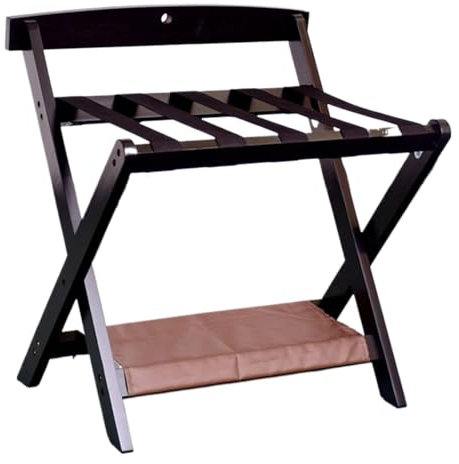 SAGELSHN Gepäckträger Kofferablage Hotel Faltbare Gepäck Rack Mit Regal Doppel Boden Koffer Rack Für Gästezimmer Schlafzimmer Kofferständer für Schlafzimmer(Black)