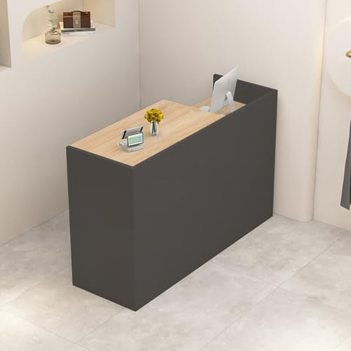 Empfangstheke Rezeptionstheke Verkaufstresen aus Holz mit Stauraum – 80-200 cm Langer Kassentisch Theke für Büro Praxis Friseursalon Kosmetikstudio Laden Empfangsbereich Beratung
