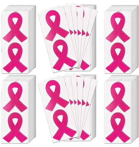 GXGM 100 PCS Octobre Rose Autocollant en Ruban Rose, Étiquettes Stickers de Sensibilisation au Cancer du Sein Ruban Etiquette, pour la Lettre de Cadeau de l'événement