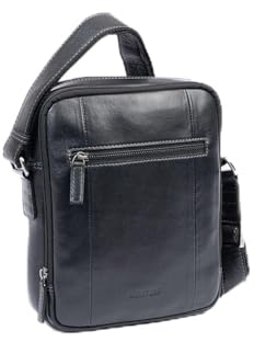MATTIES Men's Pioneer Leather Bags, Black/White, 0cm x 19cm x 25cm