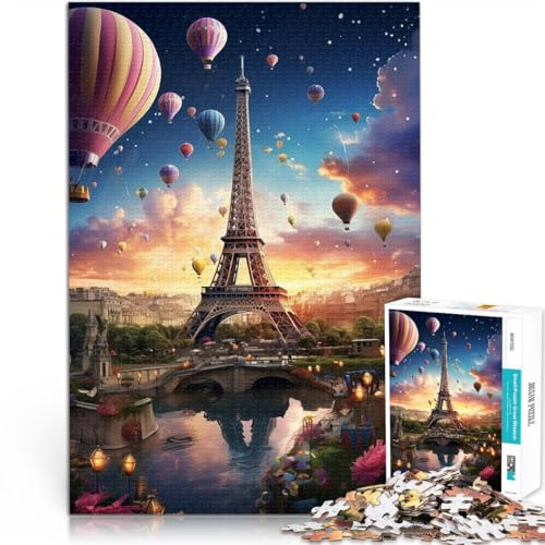 Puzzle für Erwachsene 1000 Teile “Pariser Eiffelturm” Aus Karton，Geeignet für Kinder ab 14 Jahren Stressabbau-Spielzeug Schenkung von Kunstwerken。Größe：26x38cm/10.2x14.9Zoll