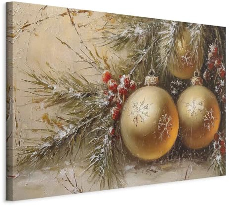 murando - Quadro Natalizio Albero di Natale e Palline 60x40 cm 1 Pezzo - Stampa su Tela Strutturata - Quadri Moderni Camera da Letto - Pannelli Decorativi per Pareti - Decorazioni Casa n-H-10055-b-a