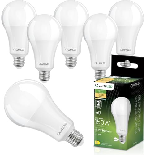 Lumiled LED Lampe E27 A70 18W ersetzt 150W 2430lm 3000K Warmweiß 230V 260° Abstrahlwinkel Nicht Dimmbar Innenbeleuchtung Tropfen Lichtquelle Energiesparlampe 6er Pack