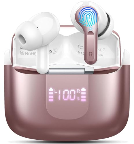 Ordtop Wireless Headphone Bluetooth 5.4 Earbud, HiFi Stereo Bass in-Ear Bud | 50+Hrs Playtime, ENC Noise Cancelling Earphone, IP-X7 Waterproof, USB-C Fast Charging Headset for Sport Gym Work Android iOS