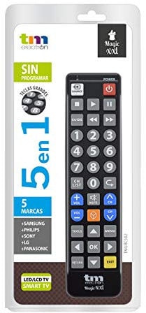 TM Electron TMURC502 - Mando a Distancia Universal Magic XXL con Teclas Grandes para Personas Mayores, Compatible con Televisores de Grandes Marcas, No Necesita Programación Ni Códigos, Negro
