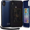 TORU CX PRO for iPhone Xs Max Case Wallet | Protective Shockproof Heavy Duty Cover with Hidden Card Holder & Card Slot |Wrist Strap, Lightning Adapter Mirror Included - Blue