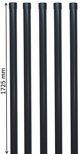 5 x EXCOLO Zaunpfosten 1725 mm hoch Zaunpfahl Pfosten Ø34mm für Metall-zaun Schweißgitterzaun Drahtzaun in grau anthrazit RAL 7016