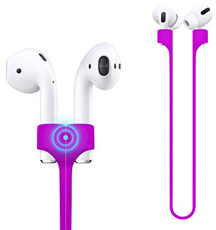Deexeen Compatible for Magnetic Anti-lost Strap AirPods 1 2 Pro Accessory - Colorful Soft Sport String Tether Lanyard, Running Silicone Wire Cable Connector, Silica Gel Neck Rope Cord - Purple